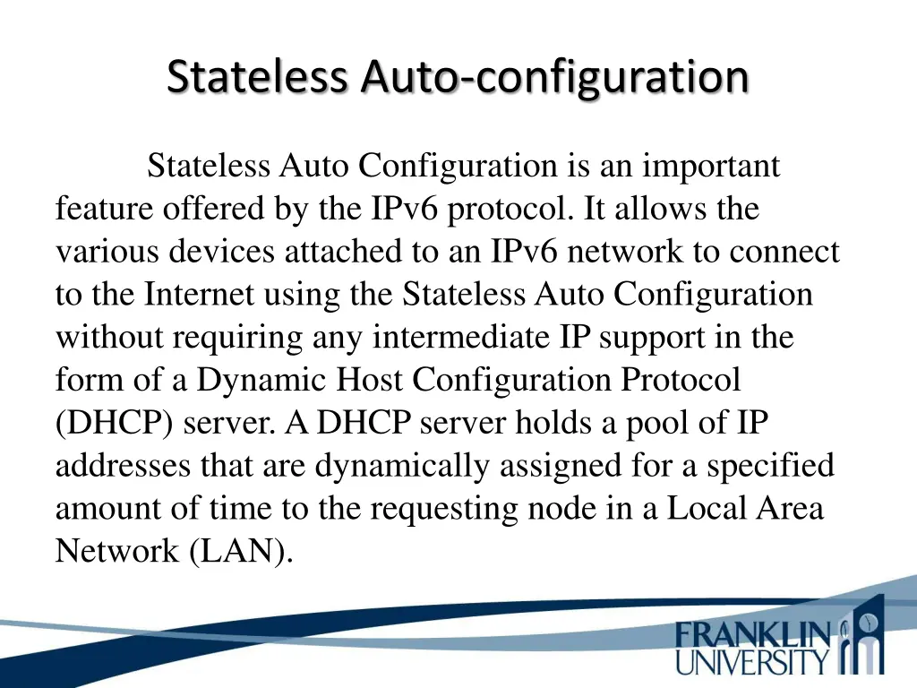 stateless auto configuration 1