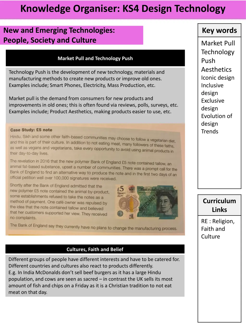 knowledge organiser ks4 design technology 3