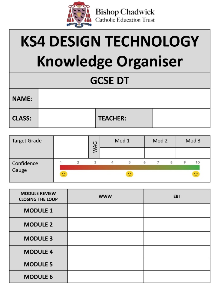 ks4 design technology knowledge organiser gcse dt