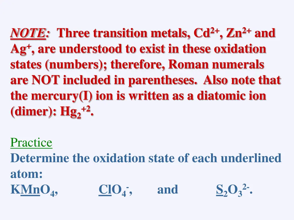 note three transition metals