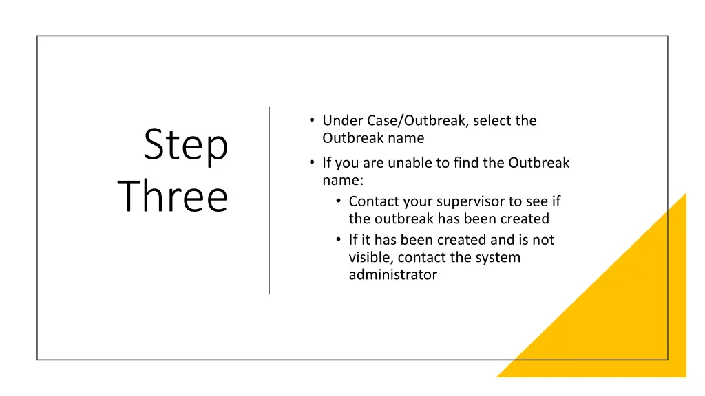 under case outbreak select the outbreak name