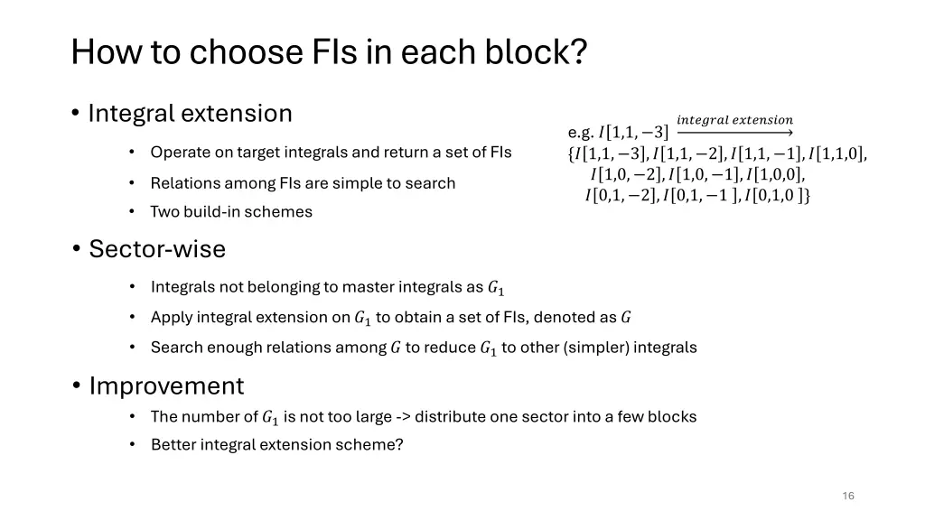 how to choose fis in each block
