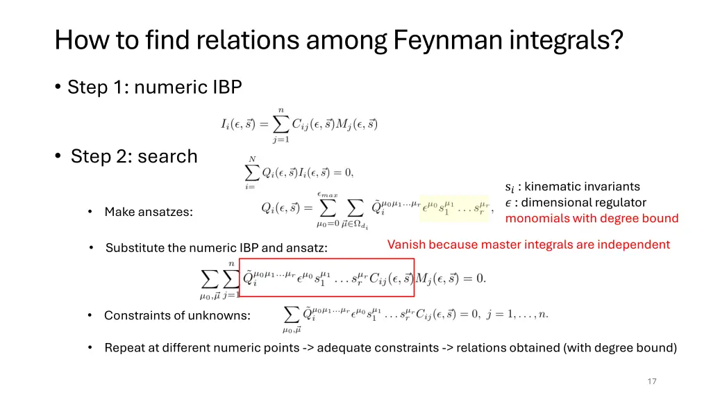 how to find relations among feynman integrals