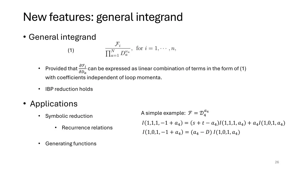 new features general integrand