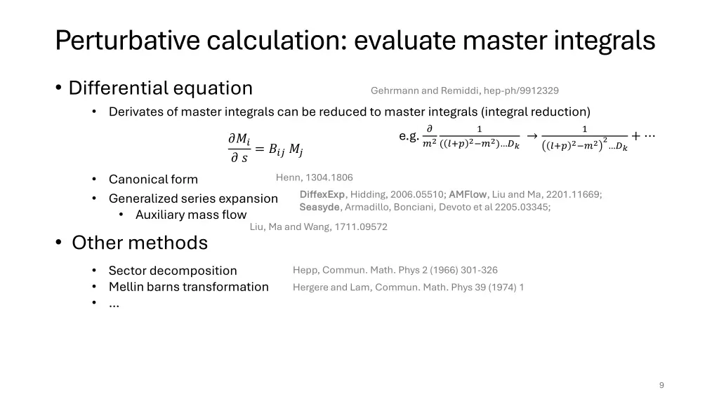 perturbative calculation evaluate master integrals