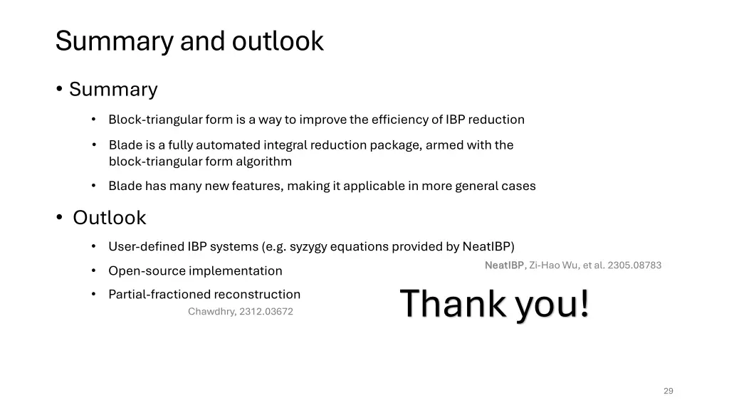 summary and outlook