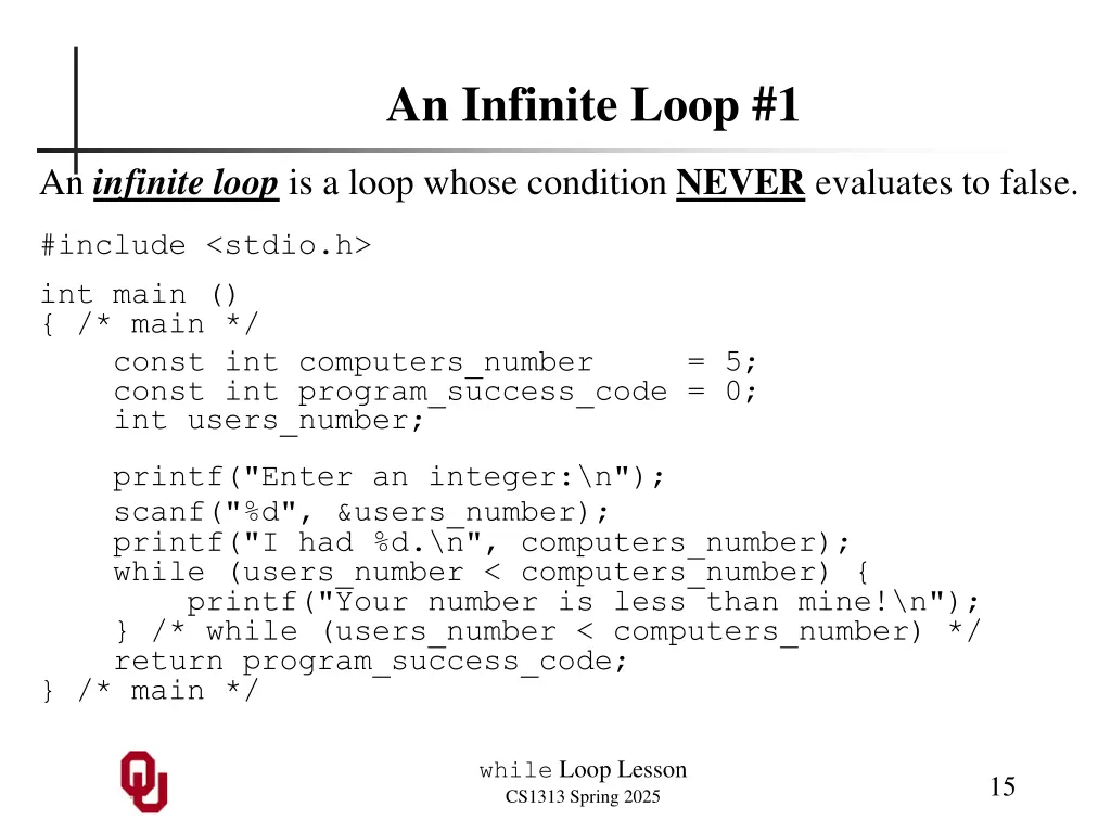 an infinite loop 1