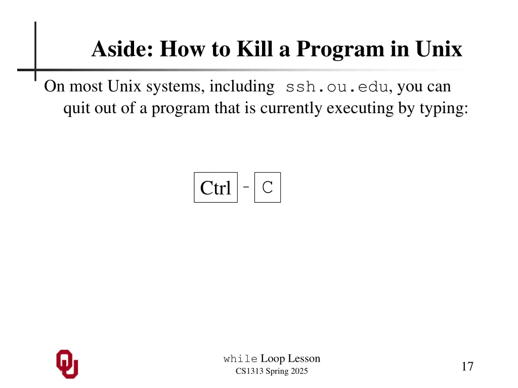 aside how to kill a program in unix