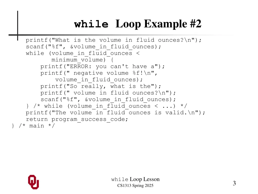 while loop example 2