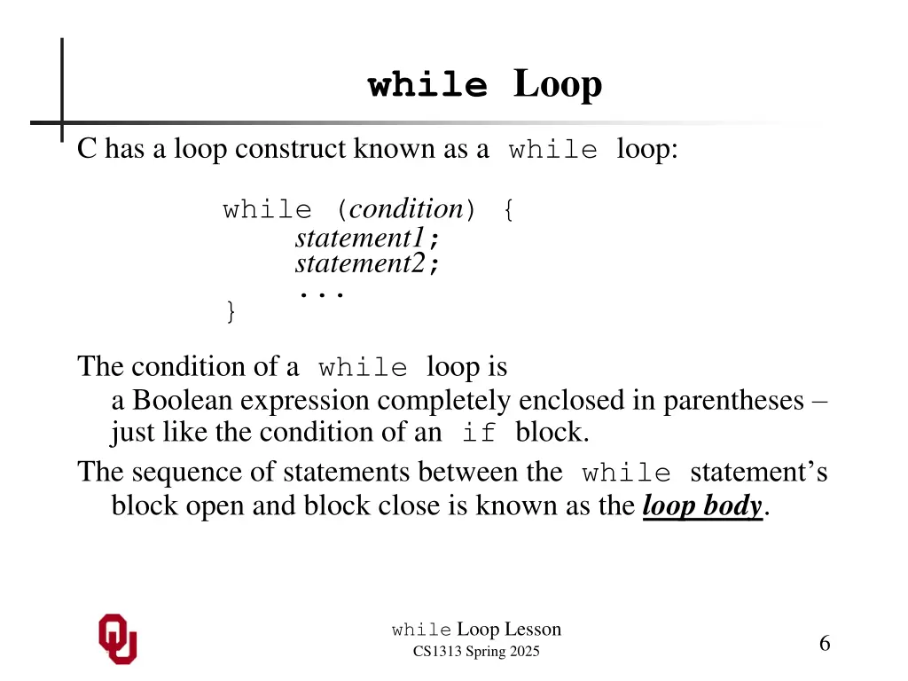 while loop