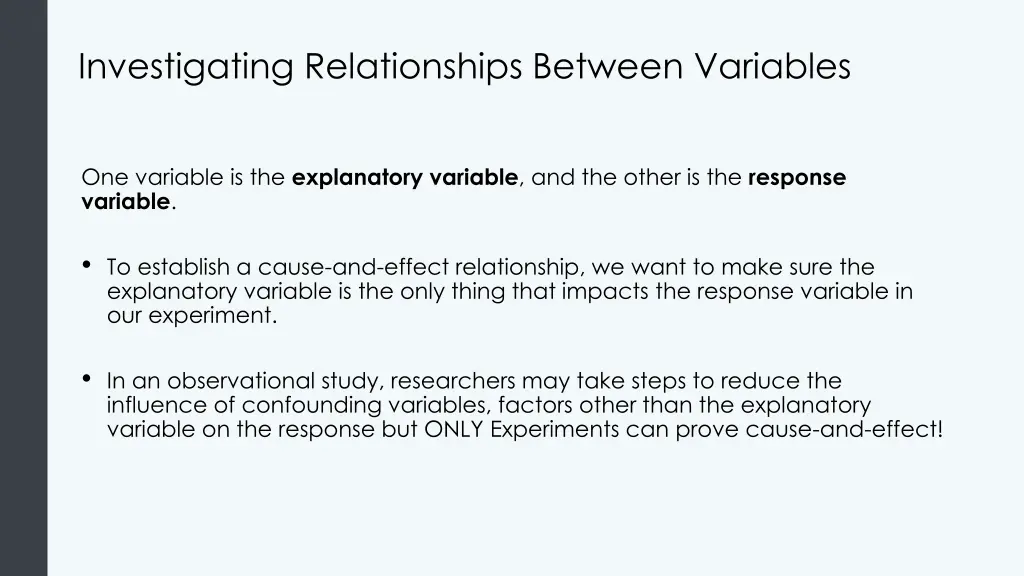 investigating relationships between variables