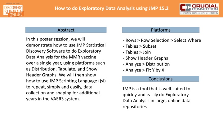 how to do exploratory data analysis using jmp 15 2