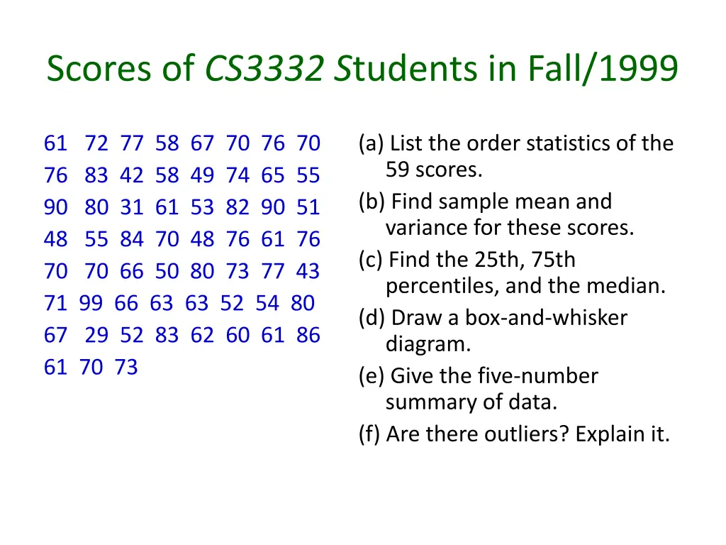 scores of cs3332 s tudents in fall 1999