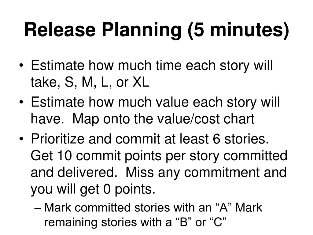 release planning 5 minutes
