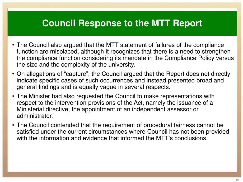 council response to the mtt report 5