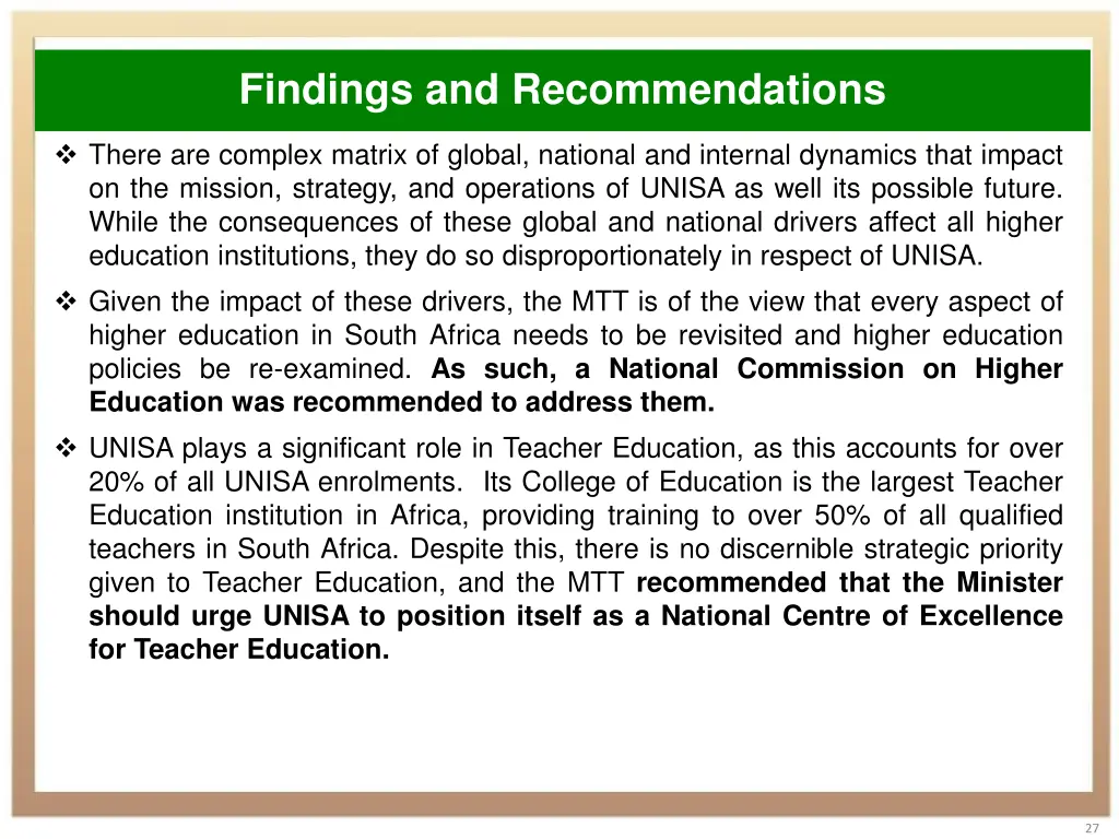 findings and recommendations 1