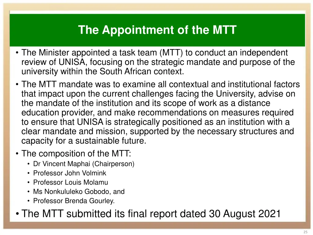 the appointment of the mtt