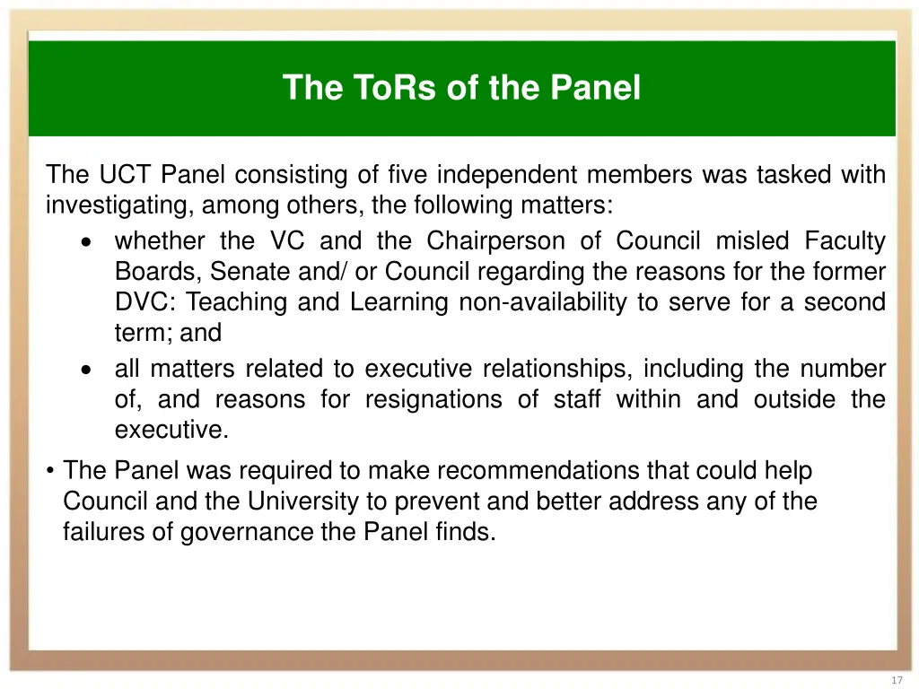 the tors of the panel