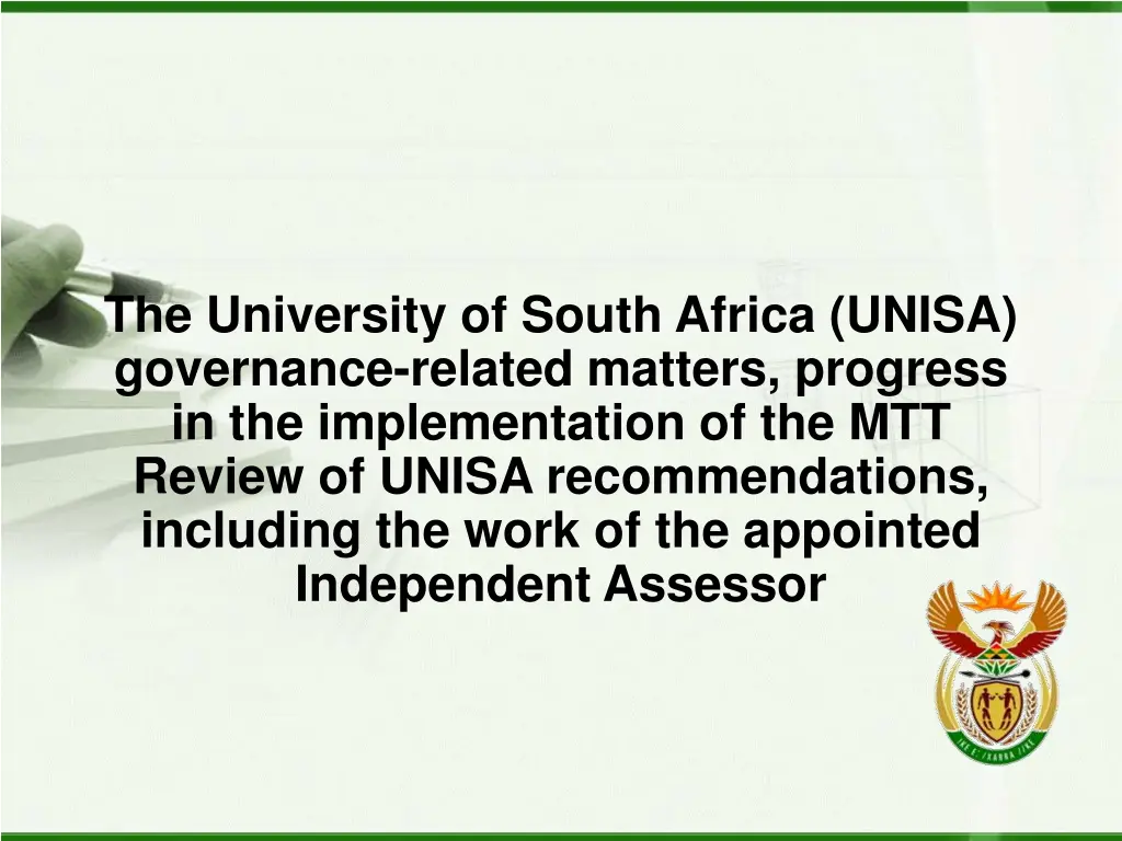 the university of south africa unisa governance