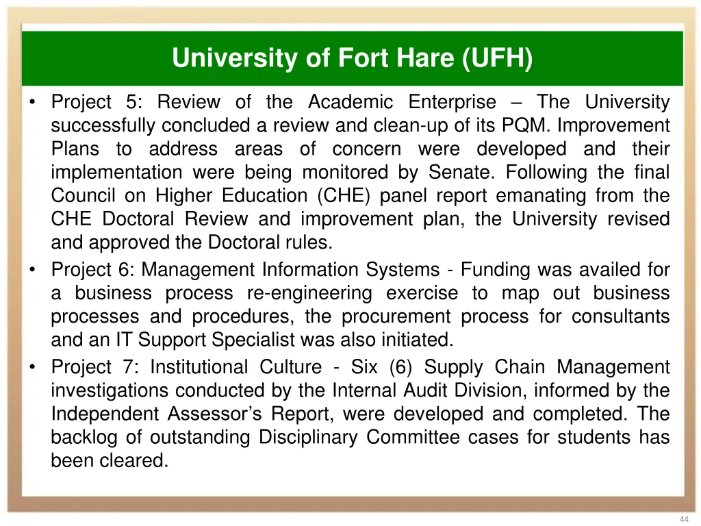 university of fort hare ufh 1