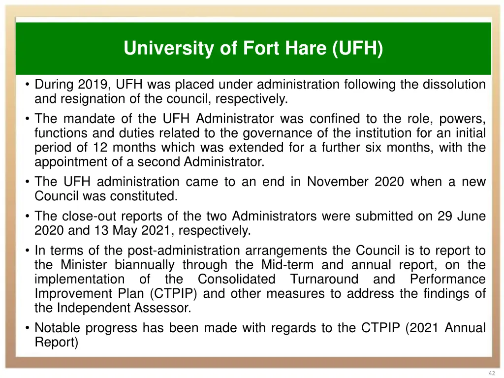 university of fort hare ufh