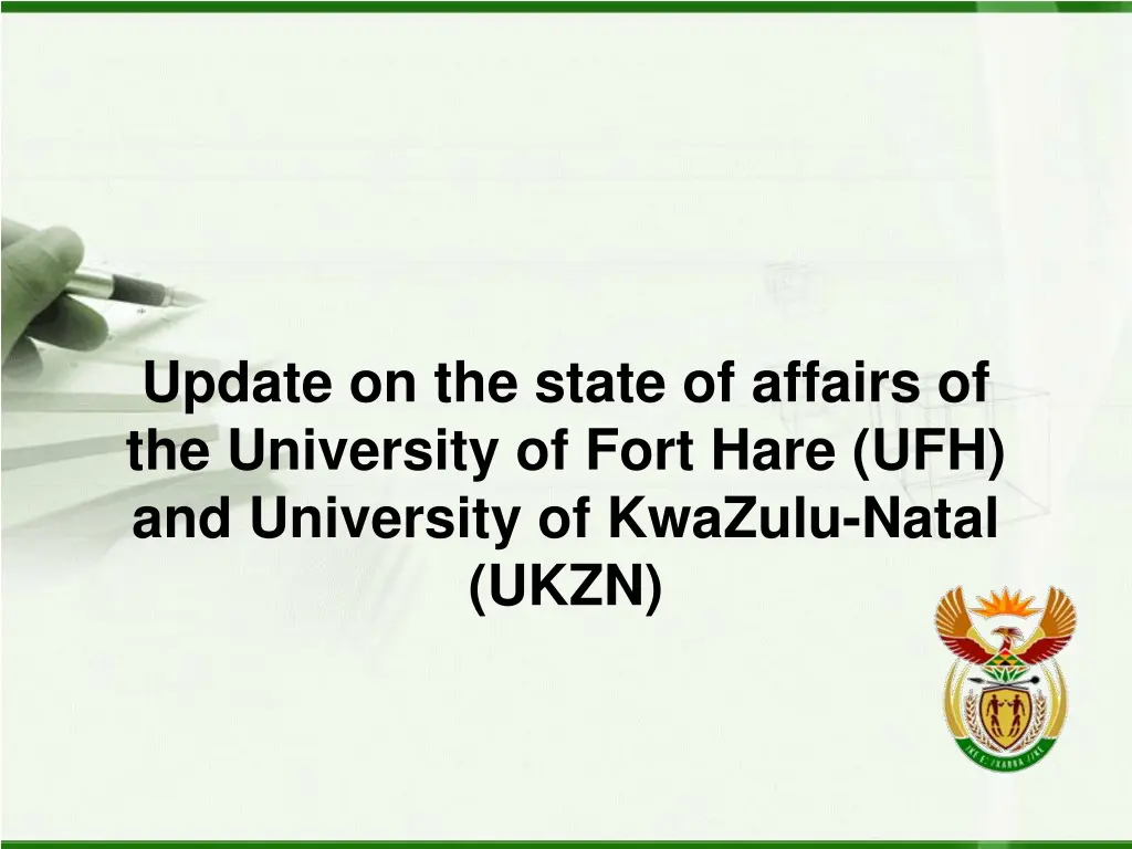 update on the state of affairs of the university
