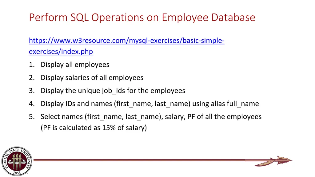 perform sql operations on employee database