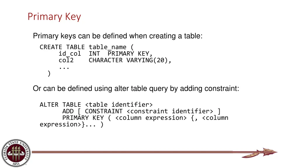 primary key 1