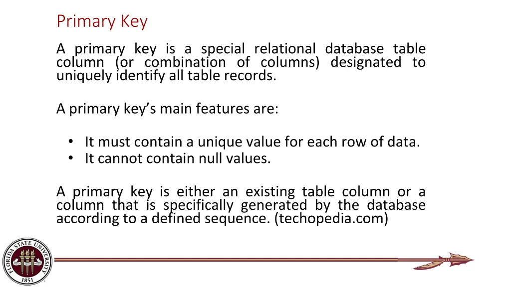primary key