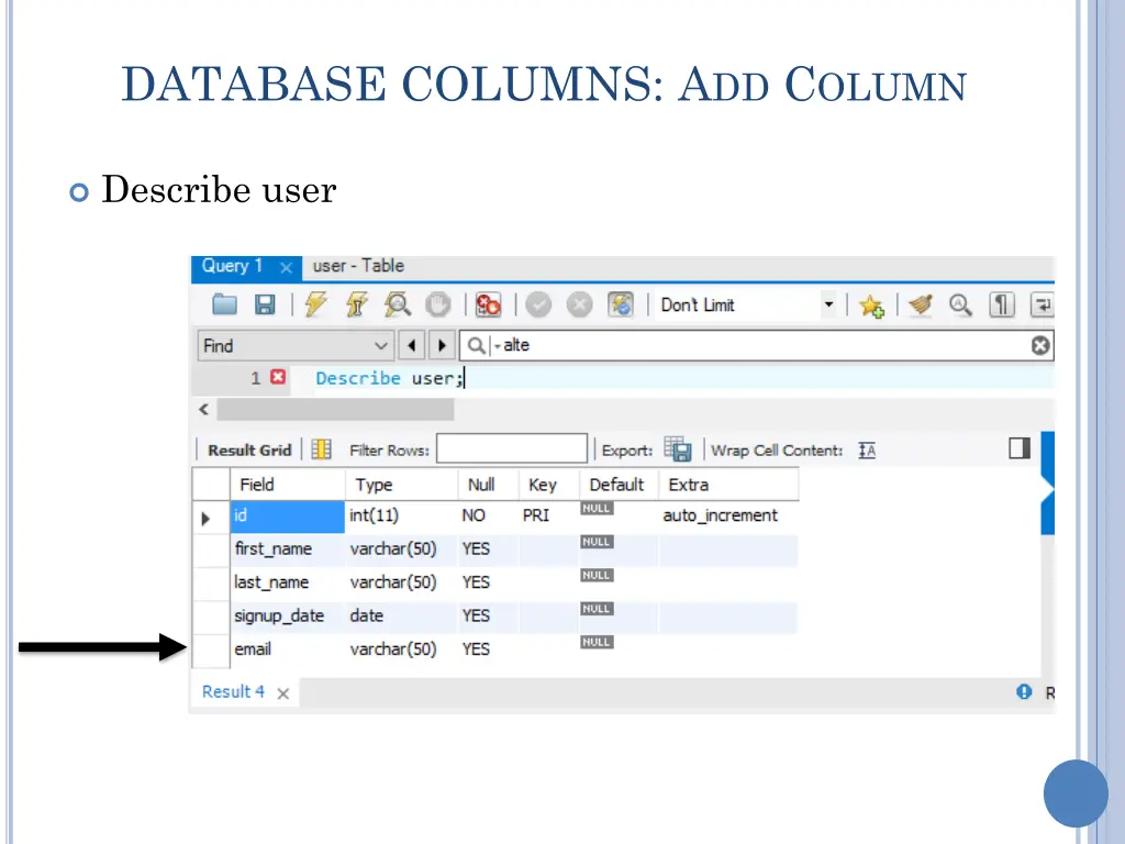 database columns a dd c olumn