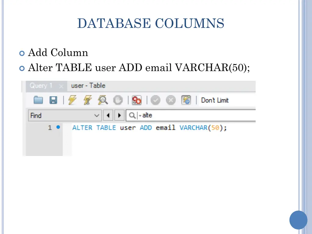 database columns