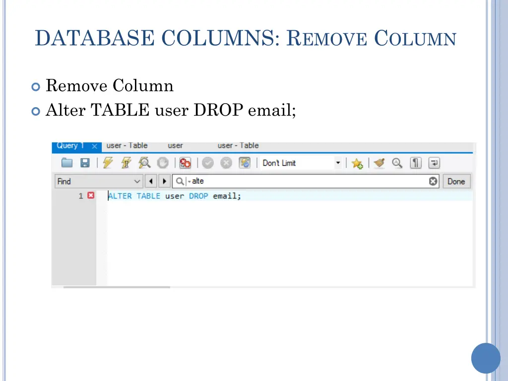 database columns r emove c olumn