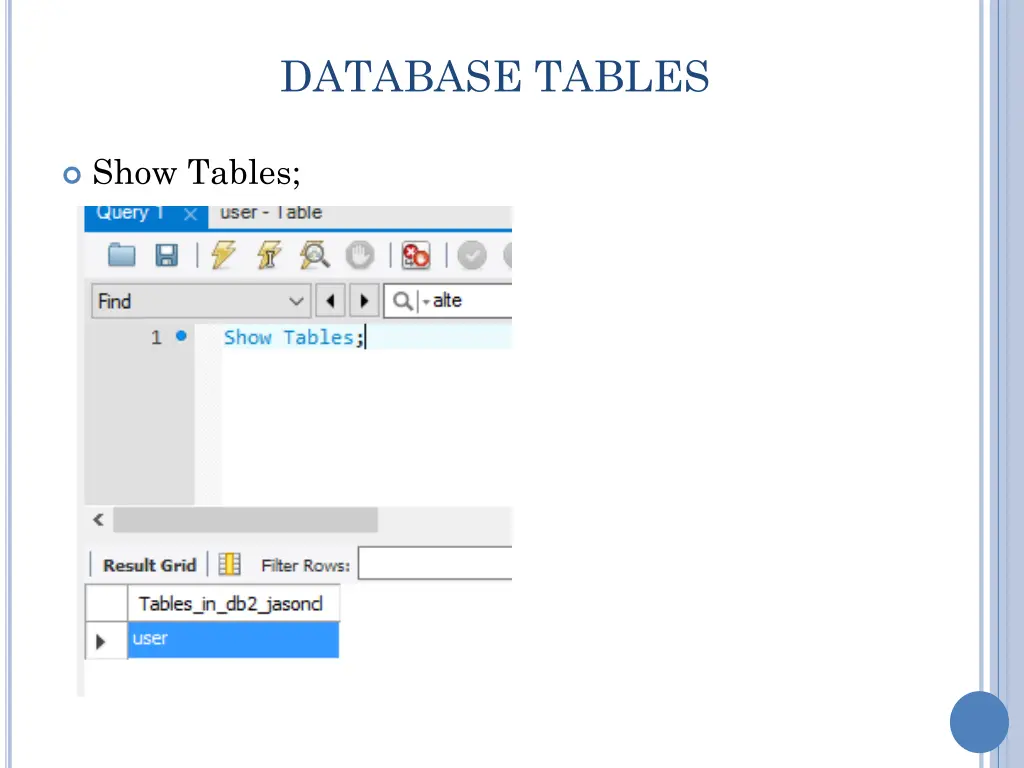 database tables 1