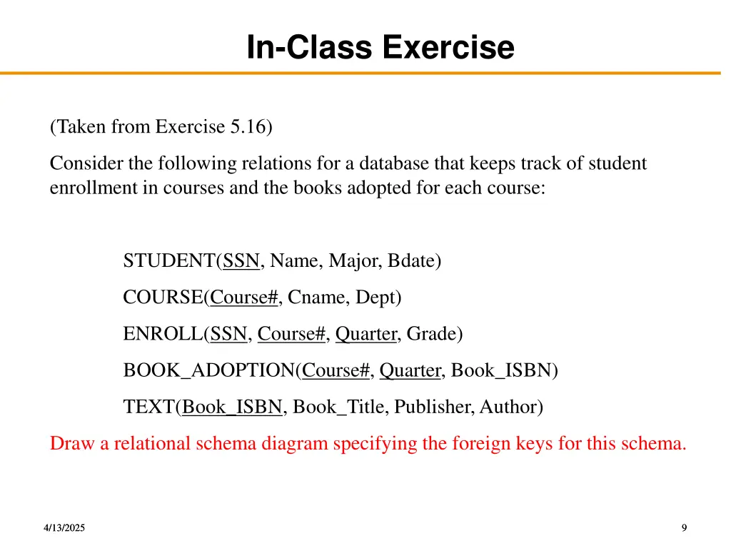 in class exercise