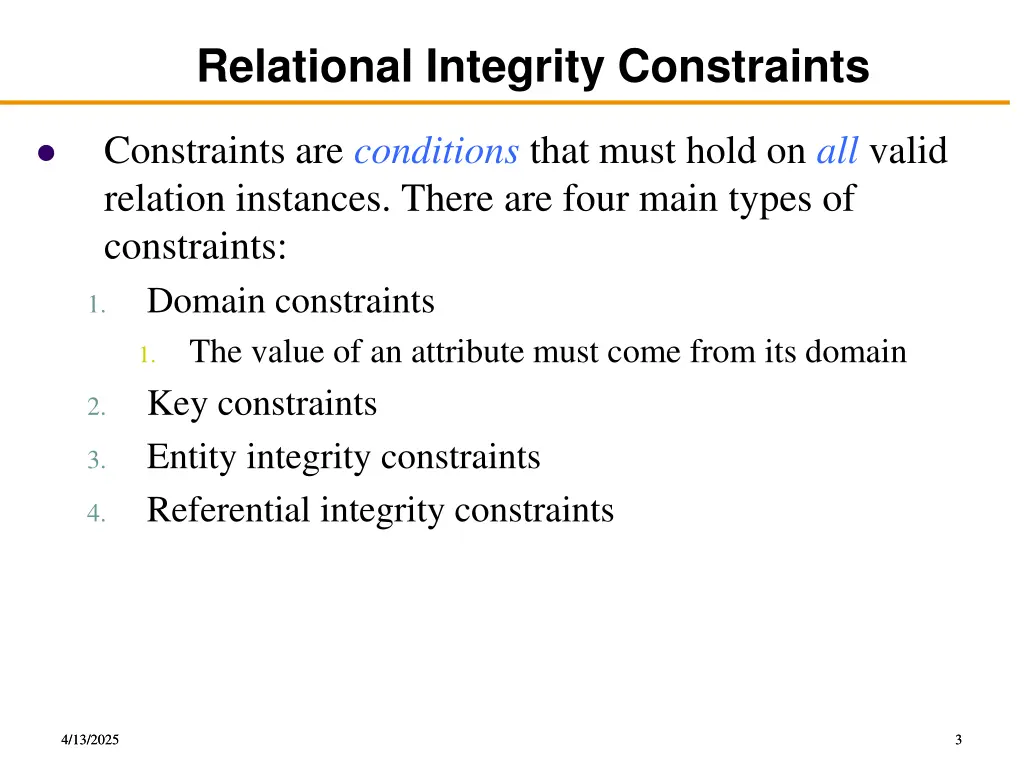 relational integrity constraints
