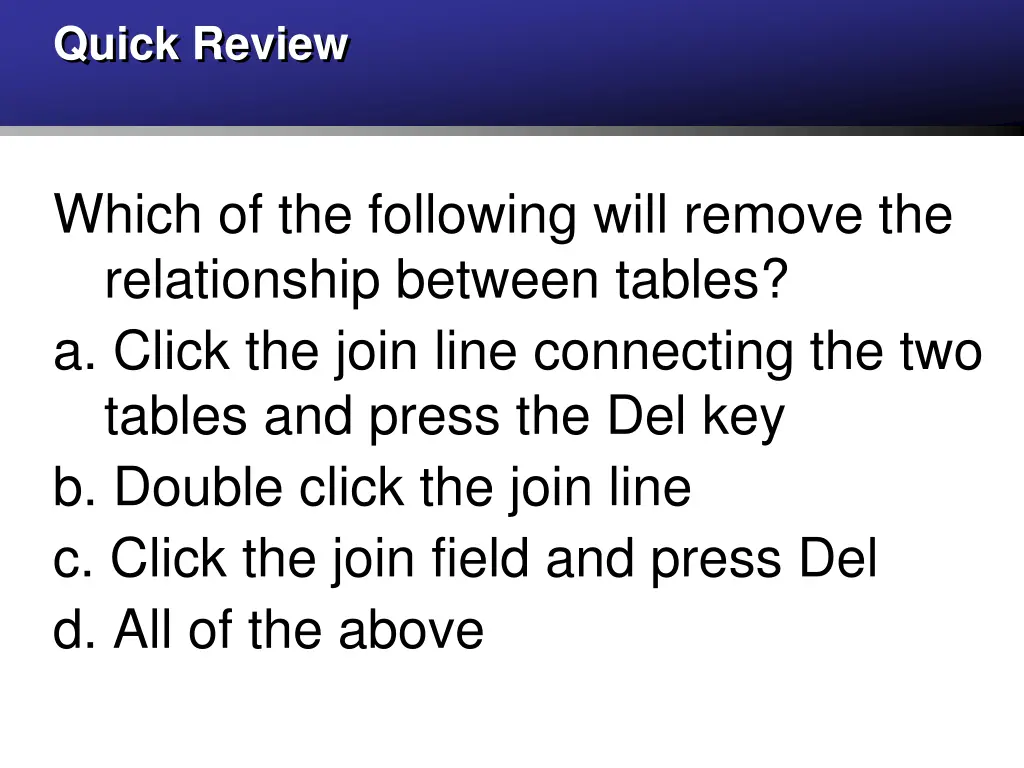 quick review 2