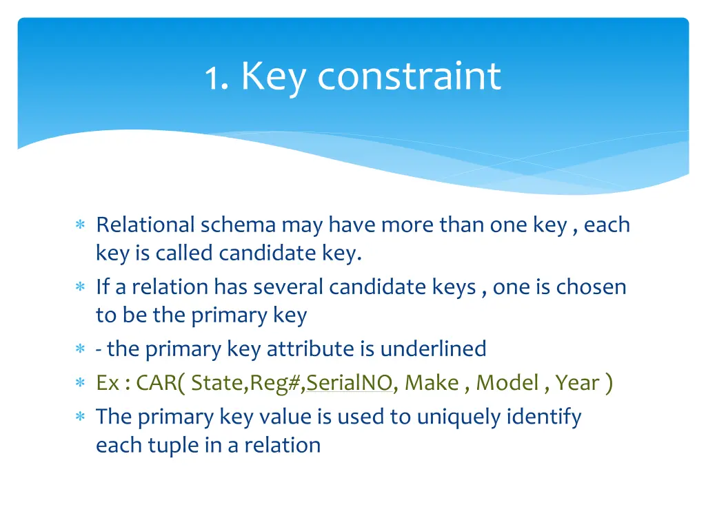 1 key constraint