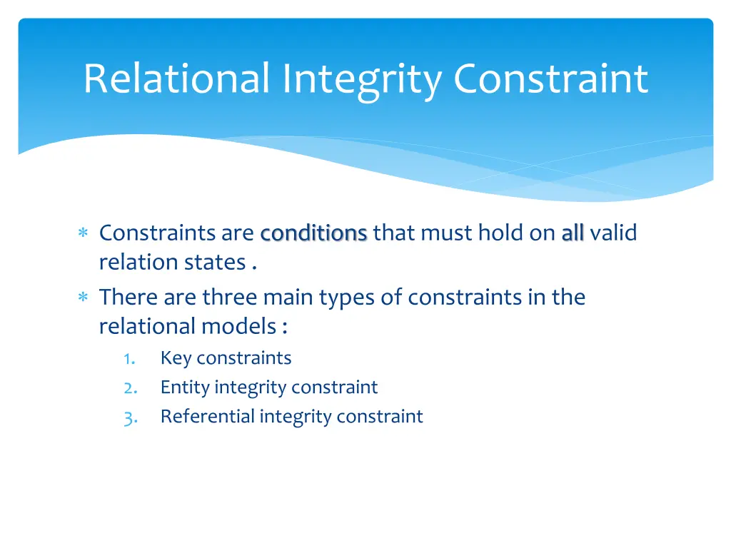 relational integrity constraint
