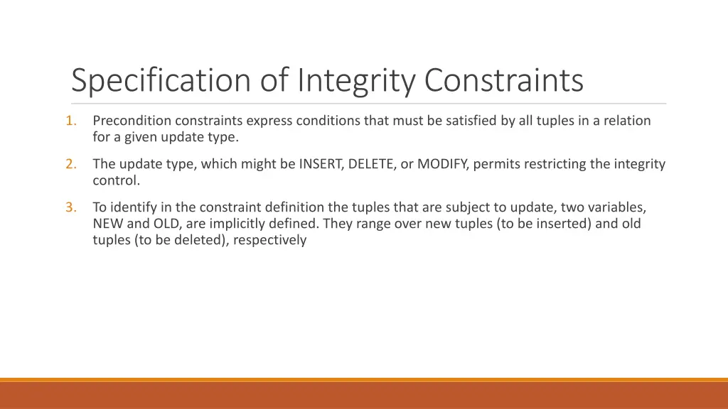 specification of integrity constraints 1
