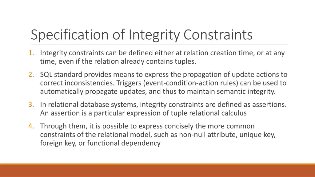 specification of integrity constraints