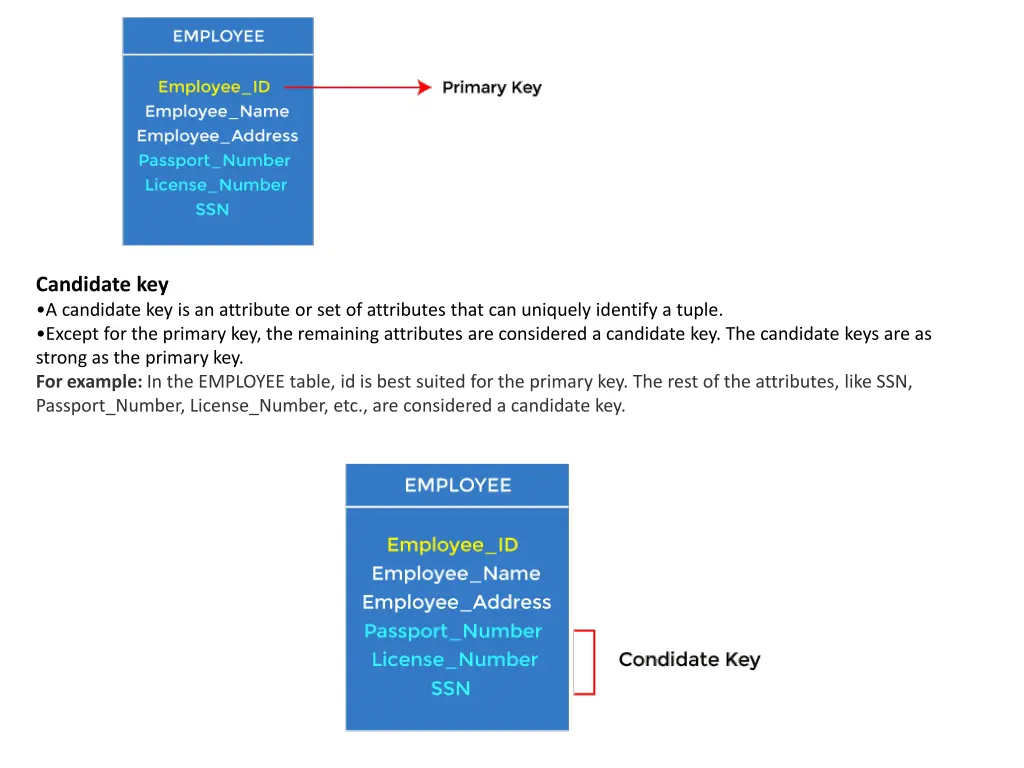candidate key a candidate key is an attribute