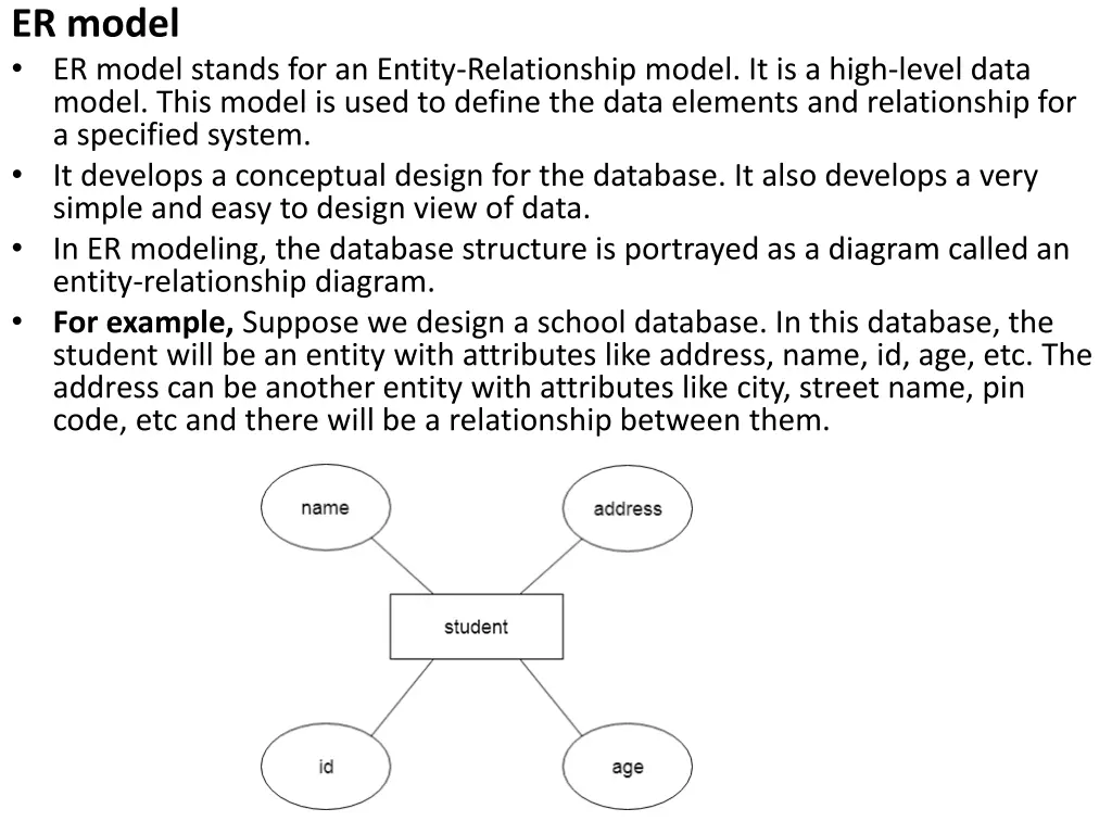 er model er model stands for an entity