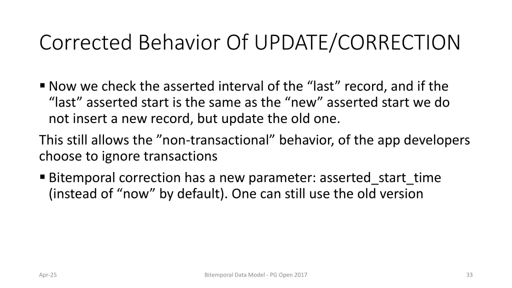 corrected behavior of update correction