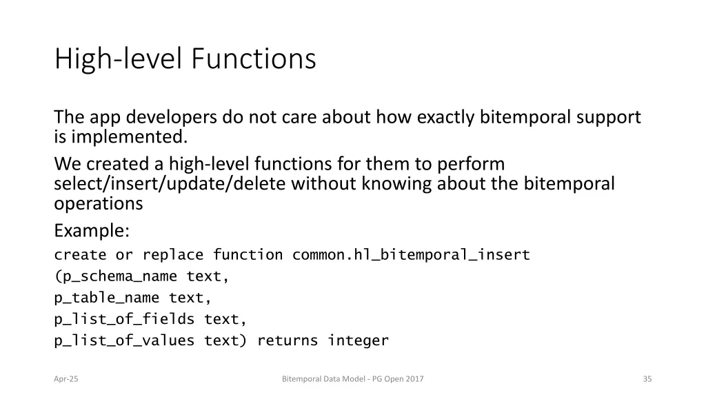 high level functions