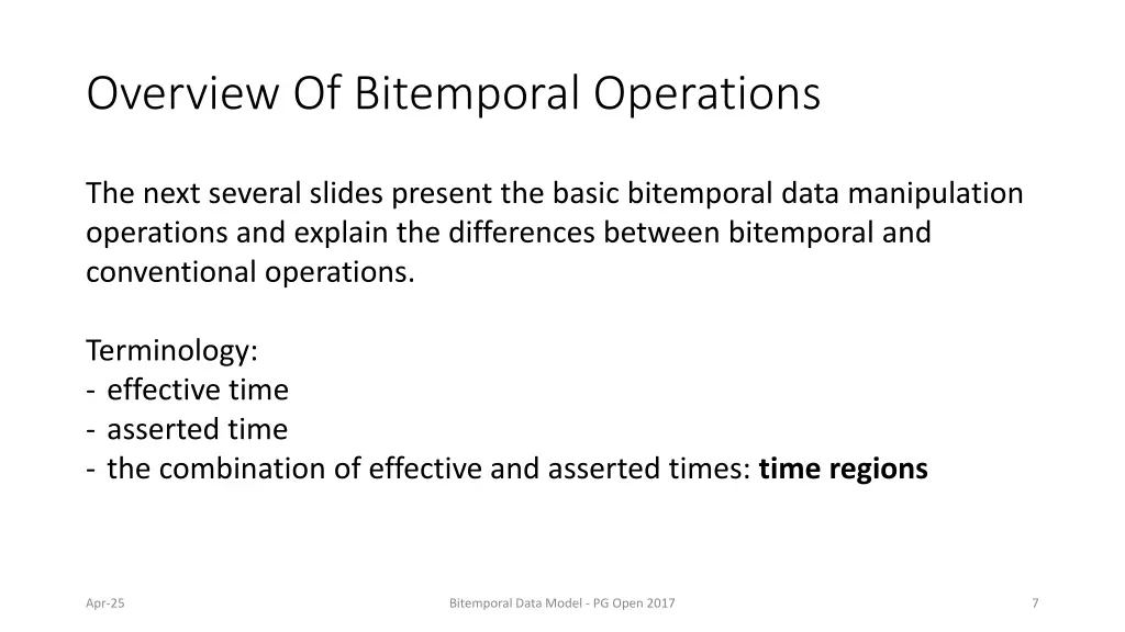 overview of bitemporal operations