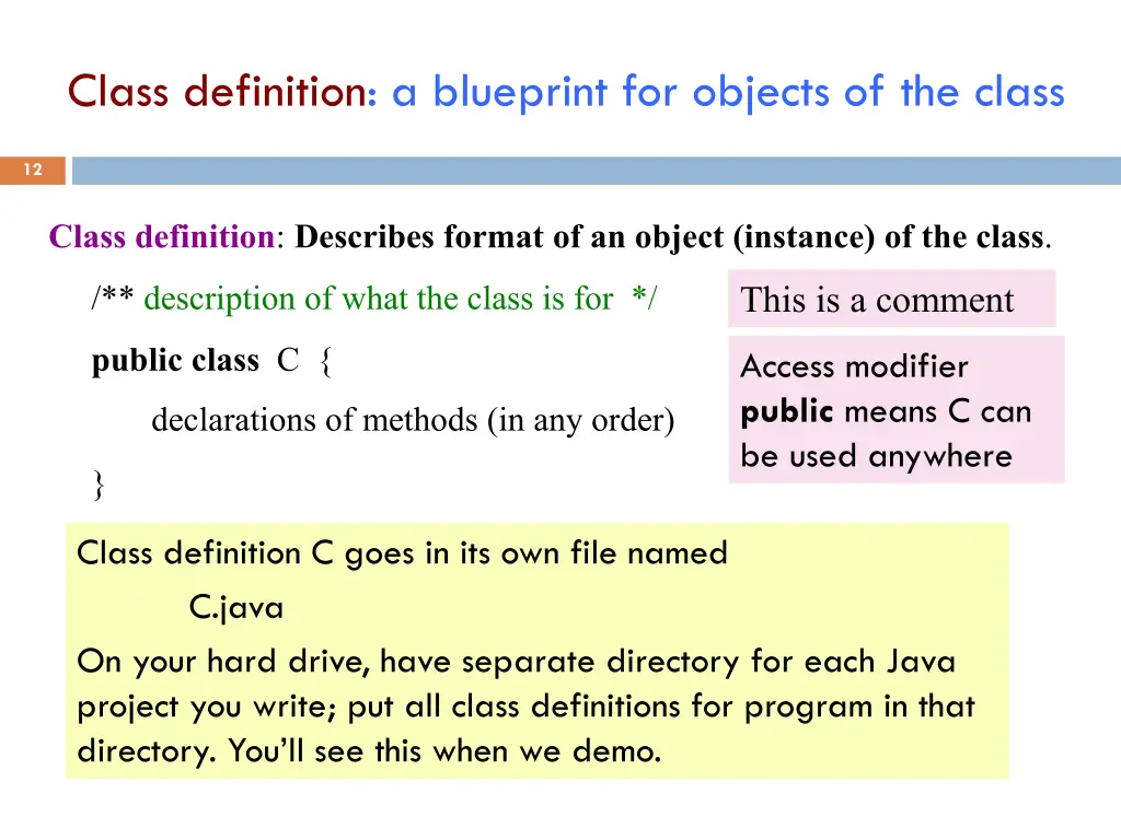 class definition a blueprint for objects