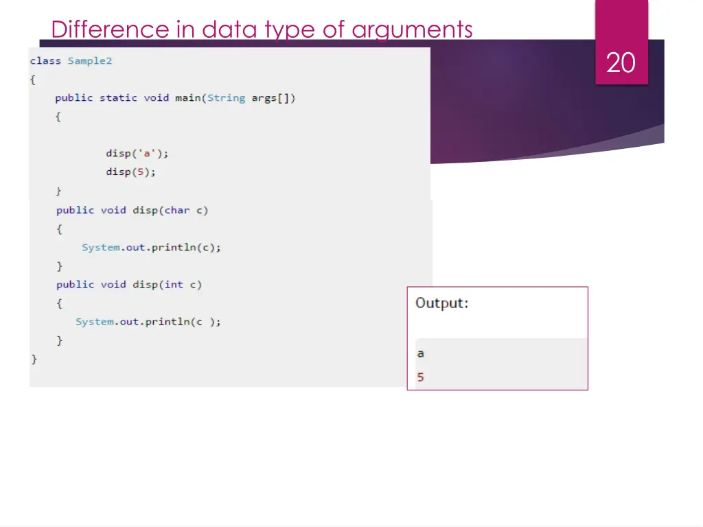 difference in data type of arguments