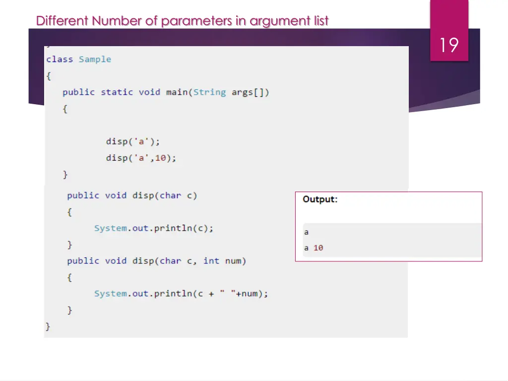 different number of parameters in argument list