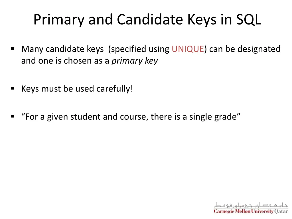 primary and candidate keys in sql