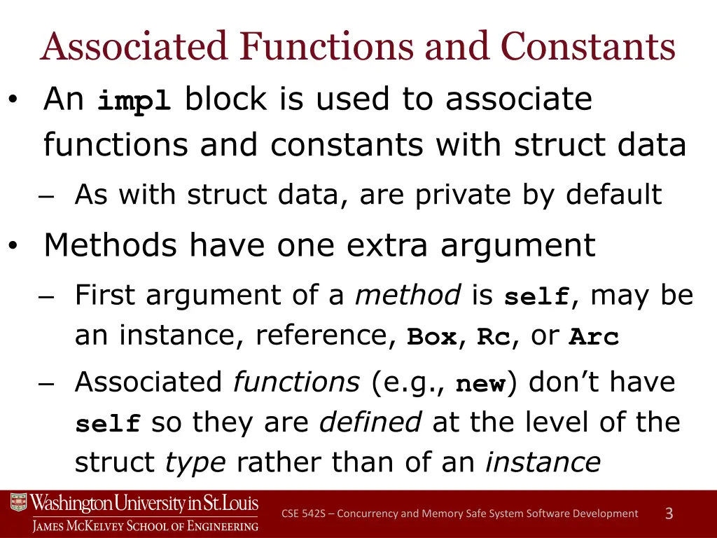 associated functions and constants an impl block